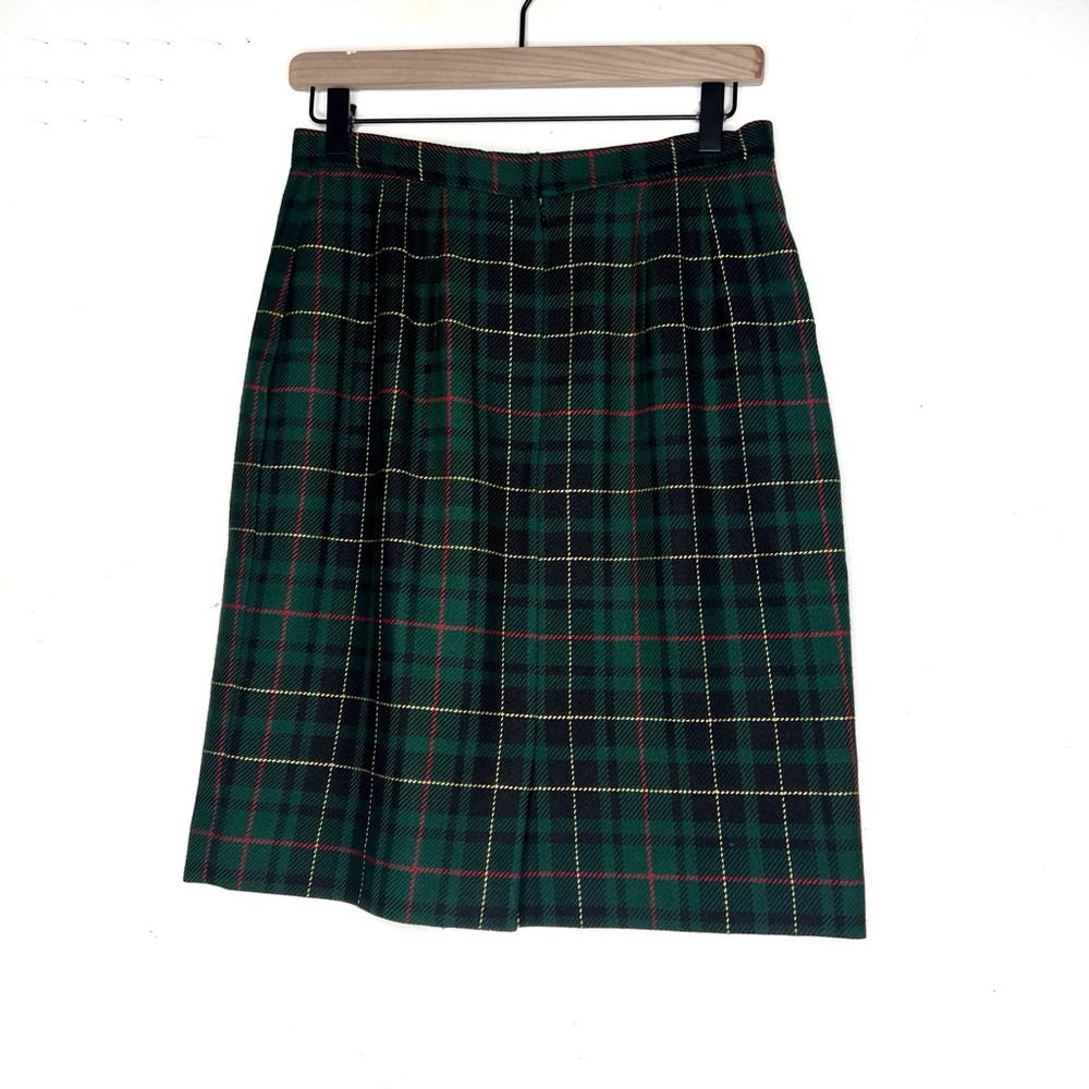 Vintage Talbots Wool Plaid Skirt Green Tartan A-Line Preppy Fall 10 - Picture 4 of 5